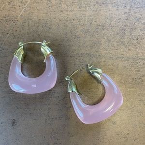 Anthropologie Resin earrings pink with gold plated brass hardware